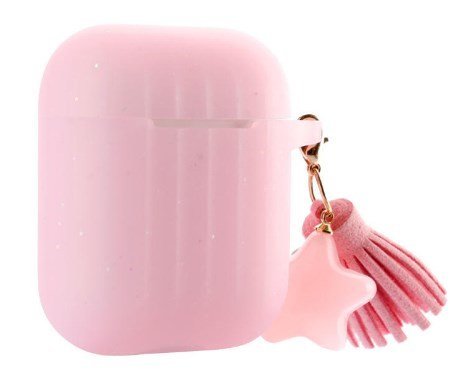 Защитный чехол для Apple Airpods 1/2, c кисточкой, розовый фото