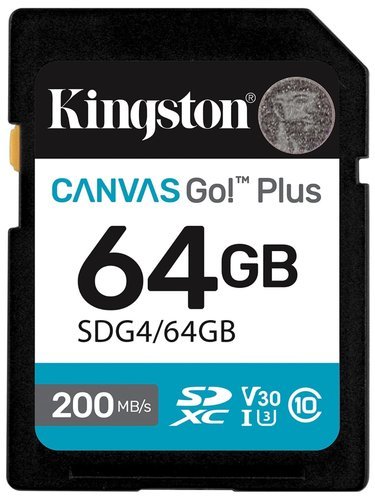 Карта памяти Kingston SDXC Canvas Go Plus Class 10 UHS-I U3 V30 (200/160MB/s) 64GB фото
