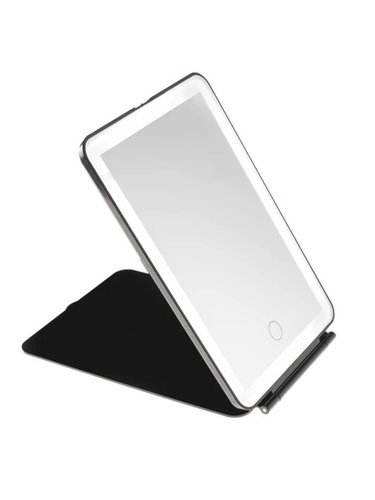 Зеркало косметическое CleverCare в форме планшета с LED подсветкой "монохром", цвет черный фото