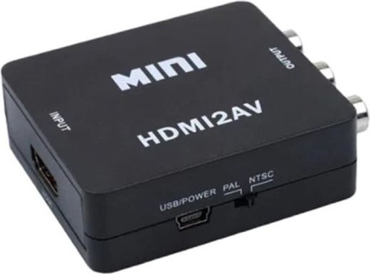 Адаптер переключателя конвертера MINI HDMI в AV 1080P HD, черный фото