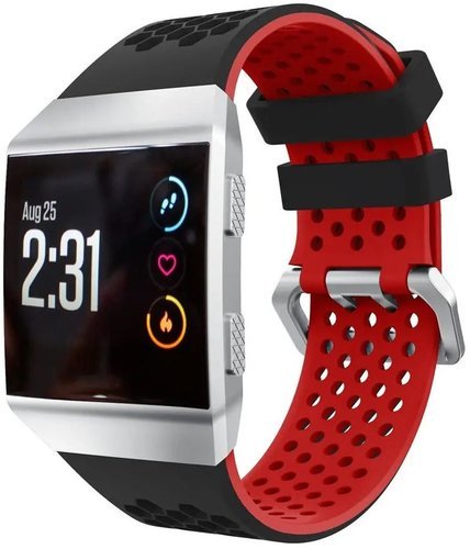 Силиконовый ремешок Kaload для умных часов Fitbit Ionic, черно-красный фото