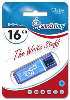 Флеш-накопитель Smartbuy Glossy series 16GB Blue, синий фото