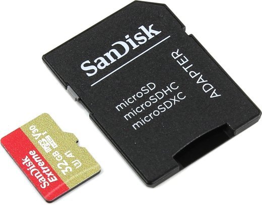 Карта памяти SanDisk microSDHC Extreme Class 10 UHS-I U3 (100/60MB/s) 32GB + ADP (SDSQXAF-032G-GN6MA) фото
