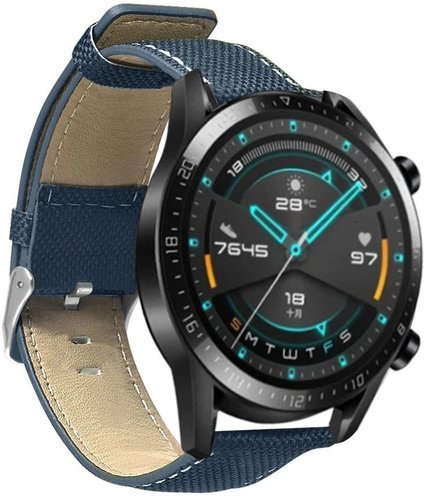 Кожаный ремешок Bakeey 22 мм для смарт-часов Huawei Watch GT 2, Amazfit 2/2S, синий фото