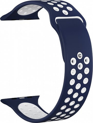 Ремешок силиконовый перфорированный для Apple Watch 40мм, сине-белый фото