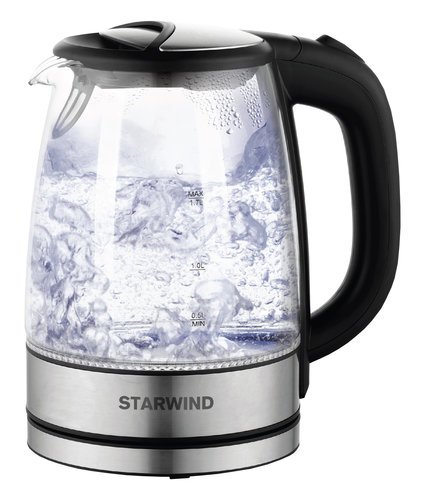 Чайник Starwind SKG5210 1.7л. 2200Вт черный/серебристый (стекло) фото