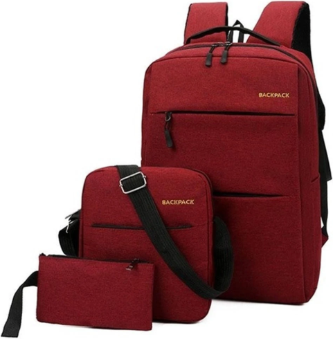 Комплект аксессуаров 3 в 1 рюкзак для ноутбука с USB-разъемом для зарядки, сумка, сумочка, красный фото
