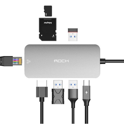 Устройство чтения карт Rock 8 in 1, быстрая зарядка, адаптерконцентратор для мобильного телефона, USB 3.0 фото
