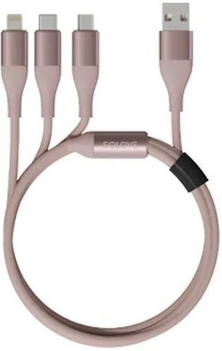 Кабель Mi SOLOVE 3 in1 USB Lightning/Micro/Type-C 120cm (DW2) розовый фото