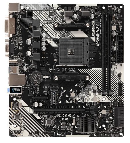 Материнская плата Asrock B450M-HDV R4.0 Soc-AM4 AMD B450 2xDDR4 mATX AC`97 8ch(7.1) GbLAN RAID+VGA+DVI+HDMI фото