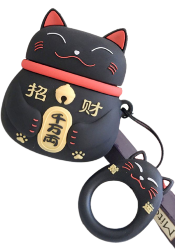 Защитный силиконовый чехол Bakeey Cat для наушников Airpods, черный фото