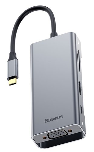 Адаптер Baseus 8-в-1 USB-C Type-C 3хUSB 3.0 / порт зарядки USB-C PD / 4K HD / VGA / картридер фото