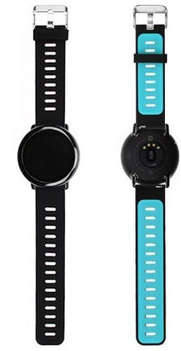 Ремешок универсальный Bakeey для часов Xaiomi Amazfit/Huawei Watch 2, силиконовый, черный, задняя сторона синяя, 22 мм фото