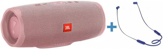 Колонка JBL Charge 4, розовый + наушники T110BT, синий фото