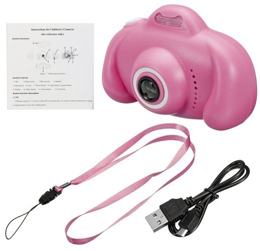 Детский цифровой фотоаппарат 2.0'' LCD, розовый фото