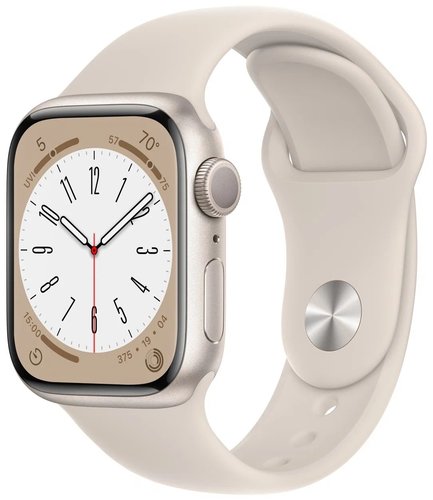 Умные часы Apple Watch Series 8, 45мм Aluminium Case, сияющая звезда M/L (MNP23) фото