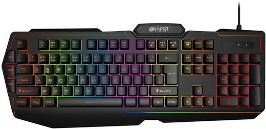 Игровая клавиатура HIPER GENOME GK-2 чёрная (104кл, USB, мембранная, RGB подсветка) фото