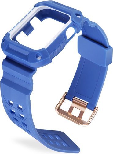 Ремешок Bakeey 42мм с защитным чехлом для часов Apple Smart Watch, синий/белый фото