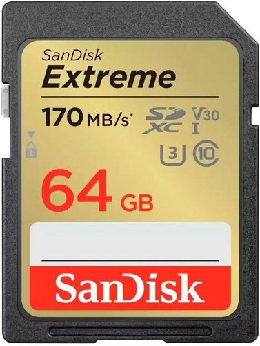 Карта памяти SanDisk SDXC Extreme Class 10 UHS-I V30 U3 (170/80MB/s) 64GB фото