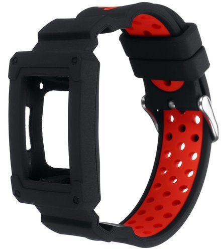 Защитный ремешок для фитнес-браслета Fitbit Charge 3, черный с красным фото