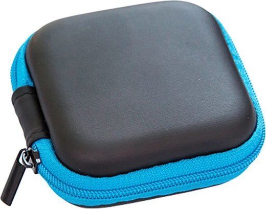 Универсальный чехол Mini Zipper PU для наушников, синий фото