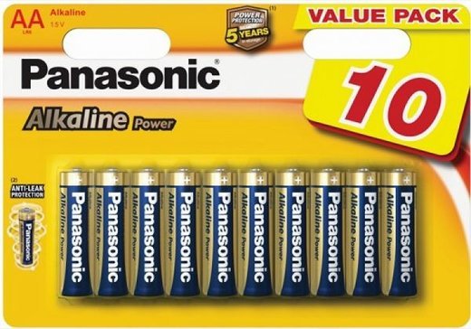Батарейки Panasonic LR6REB/10BW AA щелочные Alkaline power multi pack в блистере 10шт фото