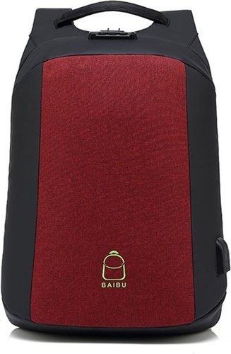 Рюкзак 15.6" для ноутбука с внешним USB-портом для зарядки, красный фото