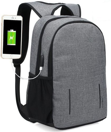 Рюкзак для ноутбука 15.6", водонепроницаемый с USB-портом, серый фото