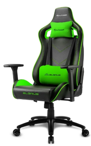Игровое кресло Sharkoon Elbrus 2 чёрно-зелёное фото