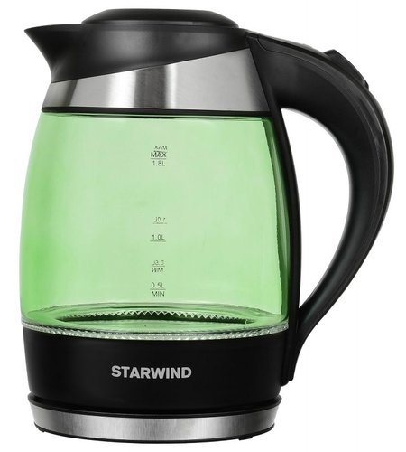 Чайник Starwind SKG2213 1.8л. 2200Вт зеленый/черный (стекло) фото