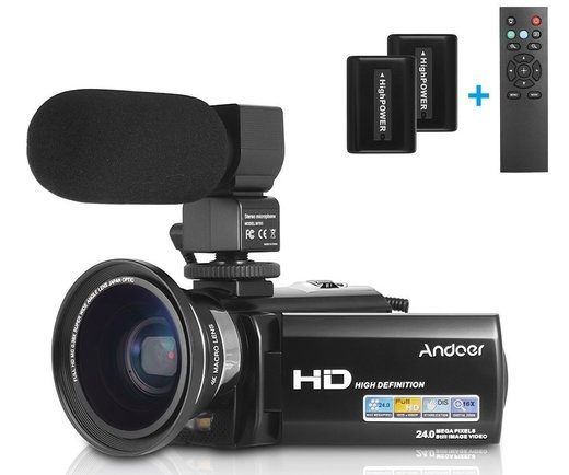 Мини-камера Andoer HDV-201LM 1080P FHD, объектив 0,39X + внешний микрофон фото