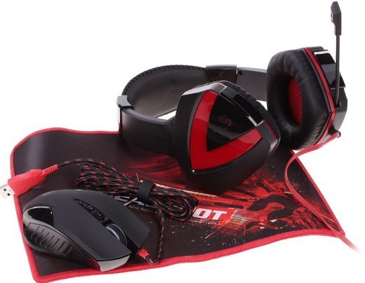 Наушники с микрофоном A4 Bloody G500+V5+B-072 черный/красный 2.2м мониторы оголовье (V5G5PB72) фото
