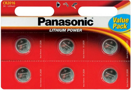 Батарейки Panasonic CR-2016EL/6B дисковые литиевые Lithium Power в блистере 6шт фото