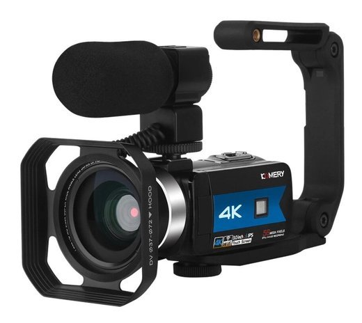 Видеокамера KOMERY K1 56MP 16x ZOOM 4K Wi-Fi с ручкой стабилизатора и микрофоном, синий фото