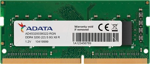 Память оперативная DDR4 SO-DIMM 8GB Adata 3200 Premier CL22 (AD4S32008G22-SGN) фото