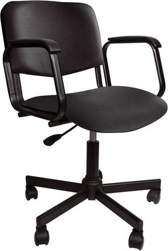 Кресло КР08, с подлокотниками, кожзаменитель, черное, КР01.00.08-201- фото