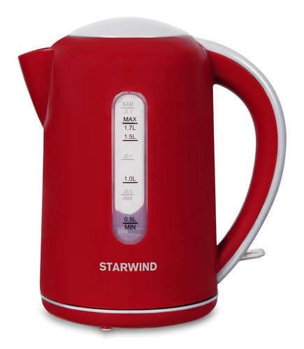 Чайник электрический Starwind SKG1021 1.7л. 2200Вт красный/серый (корпус: пластик) фото
