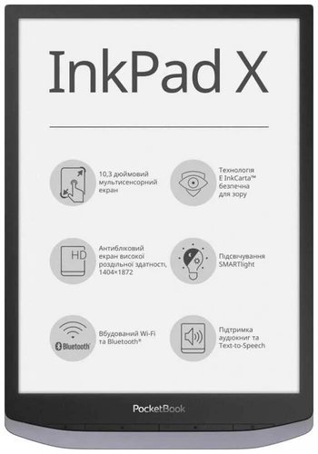 Электронная книга PocketBook InkPad X, серый металик фото