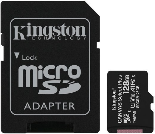 Карта памяти Kingston microSDXC Canvas Select Plus Class 10 UHS-I U1 (100/10MB/s) 128GB + ADP фото