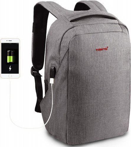 Рюкзак Tigernu для ноутбука 15.6" с USB зарядкой, серый фото
