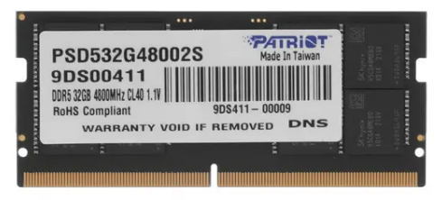 Память оперативная DDR5 32Gb SO-DIMM Patriot 4800MHz (PSD532G48002S) фото