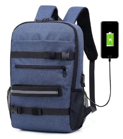 Рюкзак для ноутбука, защита от кражи, с разъемом для заряда, синий фото