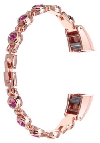 Ремешок для браслета Bakeey для Fitbit Alta/Fitbit HR, нержавеющая сталь, розовое золото, розовые кристаллы фото