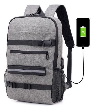 Рюкзак для ноутбука, защита от кражи, с разъемом для заряда, серый фото