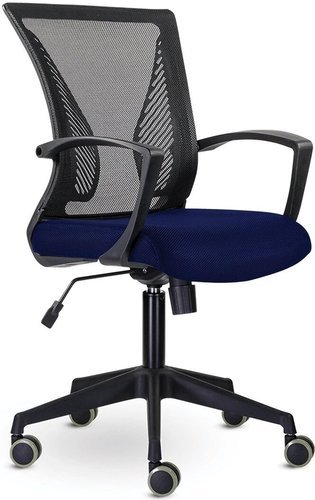 Кресло BRABIX Wings MG-309, пластик черный, сетка, черное/синее, 532013 фото