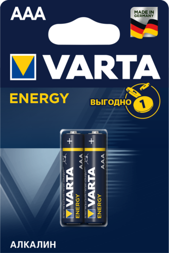 Батарейка щелочная Varta LR03 (AAA) Energy 1.5В блистер 2шт (4103 213 412) фото