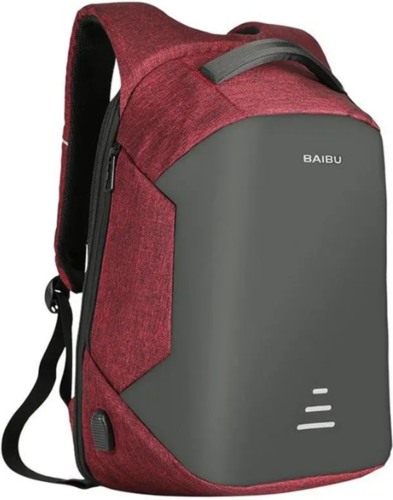Рюкзак 16" для ноутбука с USB-портом для зарядки с защитой от кражи, красный фото