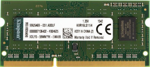 Память оперативная DDR3L 4Gb 1600MHz Kingston KVR16LS11/4 RTL PC3-12800 CL11 SO-DIMM 204-pin 1.35В фото