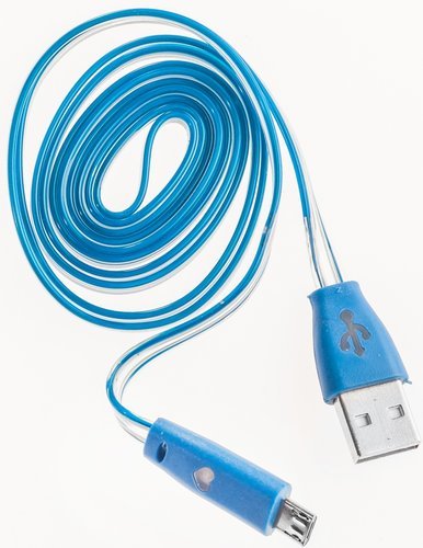 Кабель Prolike USB Micro 5 pin AM-BM с индикацией заряда, 1,2 м, синий фото